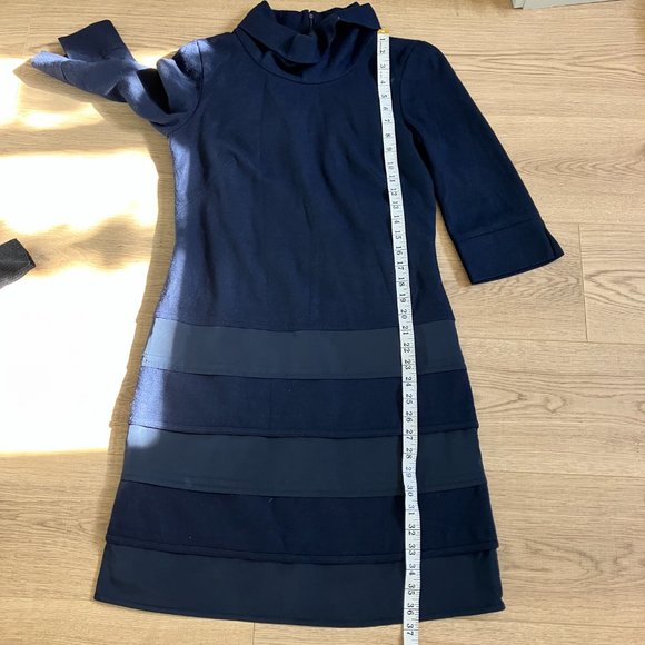 Laurel 100% wool a -line dual texture navy dress size 6 - Picture 12 of 12